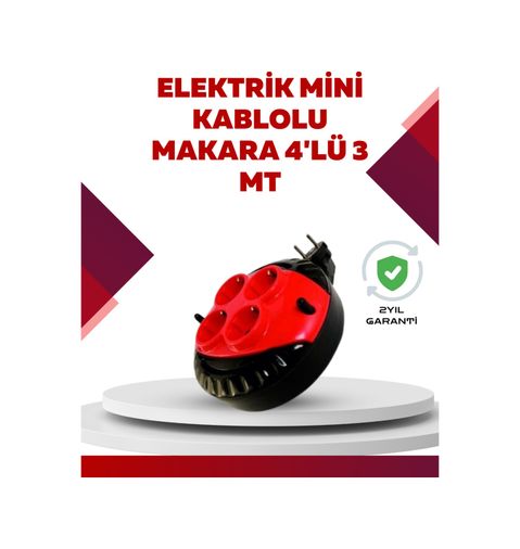 Alphone TKNUCZZZSARGILIUZATMA4LÜ3METRE-2MKR Kırmızı Renk 3 Metre 4 Lü Kablolu Priz Makarası 0
