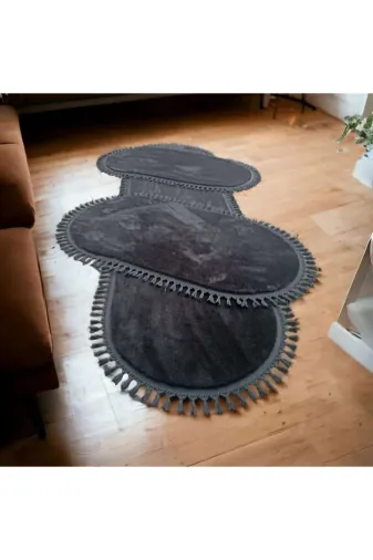 ALTUN CARPET yatak setitjrhf6u7 3Lü 100Cm Antirasit Odernpostpelüşkaymazponponsaçaklı Yatak Odası Takımı2Adet 100*150/1 Adet100*300