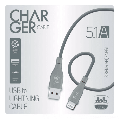 Am3UgVylSI Subzero Cl140 5.1A Lightning Hızlı Şarj Data Kablosu 1Mt