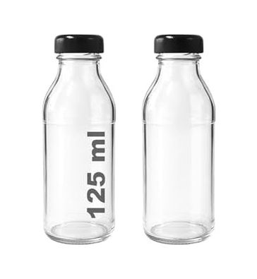 Anda 57855210125716580184975 Afracam 125 Ml Şeffaf Derin Siyah Metal Kapaklı Cam Şişe 125 Cc Meşrubat Şişesi Deep 6 Adet 7009