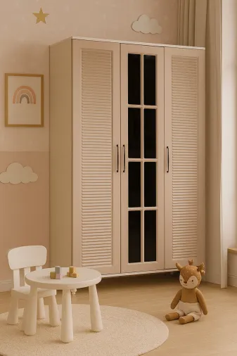 arionkids ARIONDLP113 Masal 3 Kapaklı Çekmeceli Dolap | %100 Mdf | Rehau Kapaklar | Ağaç Ayaklar | Fonksiyonel Ve Şık