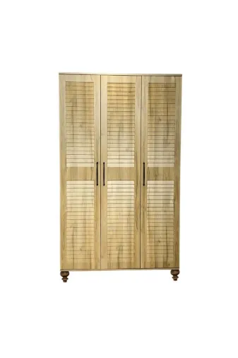 arionkids ARIONDLP23 Pera Wood Dolap 3 Kapaklı-Çekmeceli | %100 Mdf | Rehau Kaplama Panjur Kapak | Ağaç Ayaklı