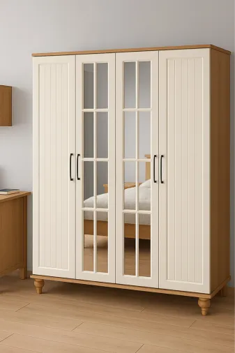 arionkids ARIONDLP25 Nefes Dolap 4 Kapaklı-Çekmeceli | %100 Mdf | Rehau Kapaklı | Çekmeceli | Ağaç Ayaklı