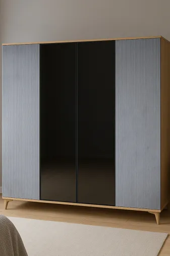 arionkids ARIONDLP37 Ege Dolap 4 Kapaklı | %100 Mdf | Rehau Kapaklı | Ağaç Ayaklı