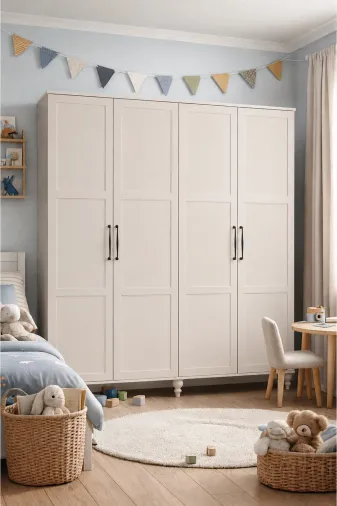 arionkids ARIONDLP63 Alin Dolap 4 Kapaklı | %100 Mdf | Rehau Kaplama Kapaklı | Ağaç Ayaklı