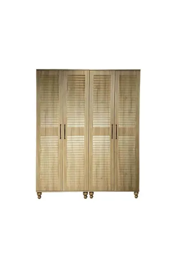 arionkids ARIONDLP66 Pera Wood Dolap 4 Kapaklı | %100 Mdf | Rehau Kapaklı | Ağaç Ayaklı | Panjur Kapaklı
