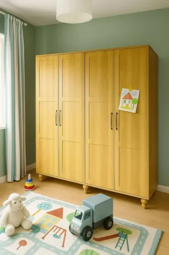arionkids ARIONDLP87 Alin Wood Dolap 4 Kapaklı-Çekmeceli | %100 Mdf | Rehau Kapaklı | Çekmeceli | Ağaç Ayaklı