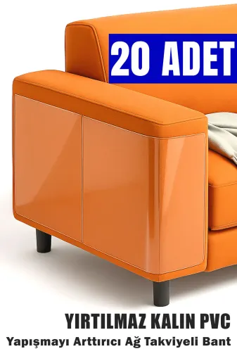 Arnee M1LMN01 20 Adet Kedi Koltuk Tırmalama Koruyucu Şeffaf Yapışkanlı Mobilya Tırmalama Önleyici Bandı 20X50 Cm