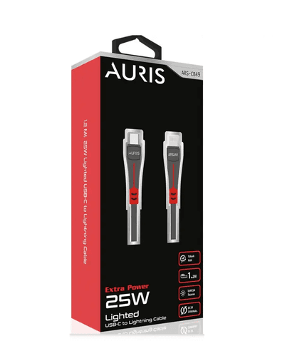 ARS-CB49 Auris Cb49 Usb-C Lightning Işıklı 25W Şarj Ve Data Kablosu