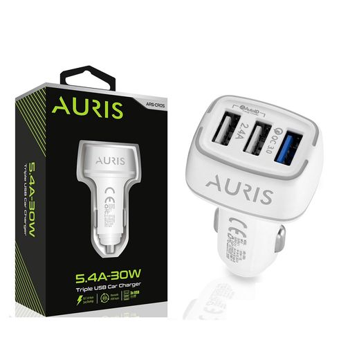 Ars-cr05 Auris Araç Şarj Cihazı Oto Çakmaklık Şarj Aleti 3 Port Usb Hızlı Şarj 5.4 A 30W Qc