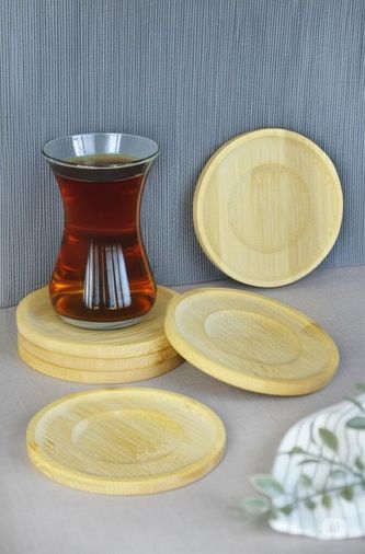 ART 57855210120296380184975 Bambu Serisi 10 Cm Genişlikte Yuvarlak 6&apos Lı Çay Bardağı Altlığı 1