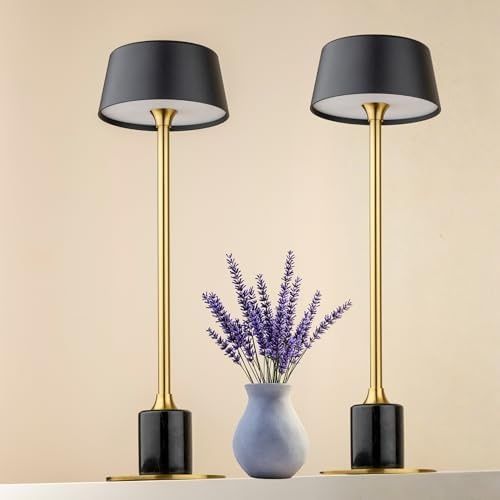 ART 57855210124106080184975 Amber Led Meragold Masa Lambası, 3000K Günışığı, Şarj Edilebilir, Taşınabilir, 3 Kademe Dokunmatik Parlaklık Ayarı, Alüminyum Gövde, Mermer Görünüm, Restoran, Yemek Masası, Yatak Başı Ve Çalışma Masası İçin .
