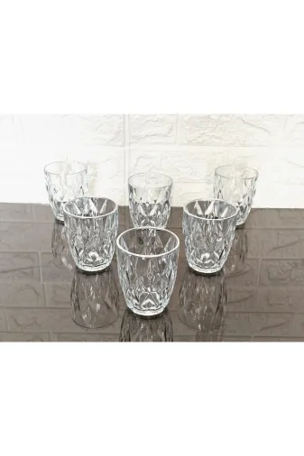 atabey home RYNBARDAKLAR 6 Adet Kristalize Model Plaza Meşrubat & Su Bardaği-Gümüş Detayli 300 Ml 10 Cm