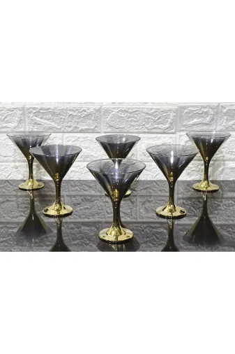 atabey home TİTANYUMDONDURMALIK 6'li Dondurmalik & Şekerlik Titanyum Gold & Kase & Kadeh 190 Ml Paşabahçe 44410