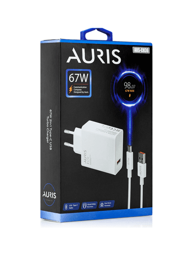 Auris 67W Usb Adaptörlü Saliseli Turbo Hızlı Şarj Type-C Usb Şarj Seti Ch36