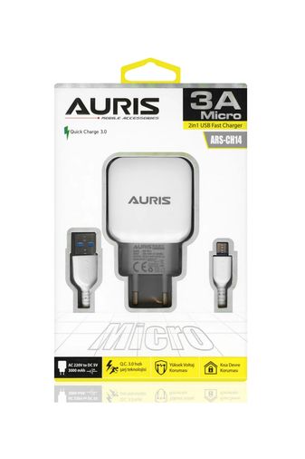 Auris Ars-Ch14 3A Micro Usb Kablo Ve Adaptör Şarj Seti Quick Şarj