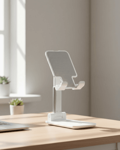 Ayarlanabilir Ergonomik Katlanabilir Masaüstü Telefon Tutucu Beyaz