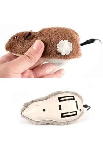 Balance Life 105B845010126057082 Kurmalı Hareketli Peluş Kedi Oyuncağı (Avcı Fare) - Kahverengi