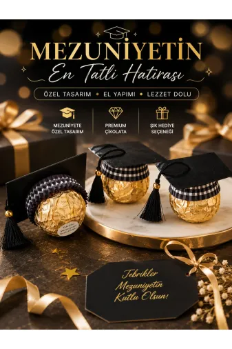 Balance Life GROUP-2580351 Mezuniyet Kutlamalarına Özel Kep Şapkalı Çikolata Hediyeliği 15 Adet