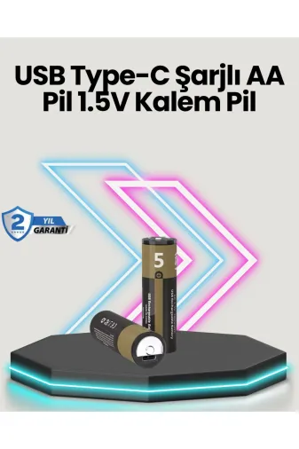 Balance Life GROUP-2587237 Mey İthalat® Yüksek Performanslı Aa Usb Şarjlı Lityum Pil | 1.5V Sabit Güç | 2’Li Paket