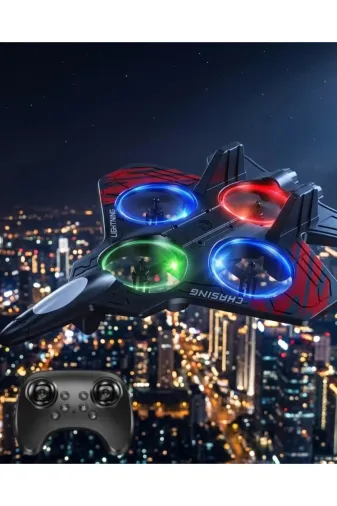 Balance Life GROUP-2629359 Mey İthalat® Led Işıklı Uzaktan Kumandalı Drone Fighter Jet Tasarımlı 360 Derece Dönebilen Oyuncak U