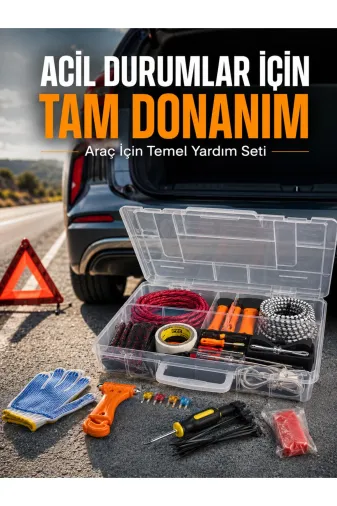 Balance Life GROUP-2892754 Mey İthalat® 27 Parça Profesyonel Oto Acil Durum Ve Araç Yardım Ekipman Seti Taşıma Kutulu