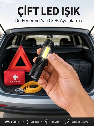 Balancelife 133509257 Mey İthalat Taşınabilir Şarjlı Led Fener - 4 Modlu, 2000Lm, Ayarlanabilir Odak Yeni Nesil