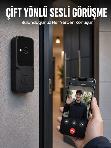 Balancelife MEYTDUCZZM8KAPIZİLİ-3-BLMY Mey İthalat Wi-Fi Bağlantılı Akıllı Kapı Zili Telefon Kontrollü Hd Güvenlik Sistemi