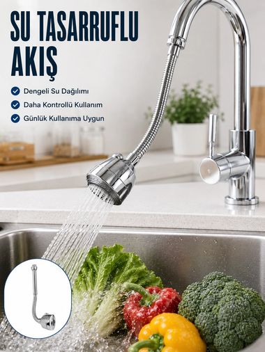 Balancelife MEYTDUCZZMUSLUKUZATMA-4-BLMY Mey İthalat Ayarlanabilir Musluk Başlığı Esnek Spiral Hortumlu Lavabo Uzatma Aparatı