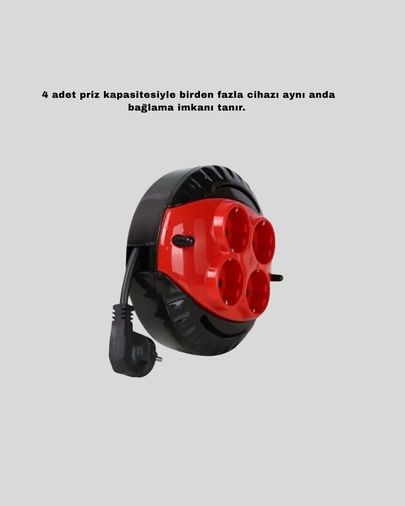 Balancelife TRİTHLTUCZZZSARGILIUZATMA4LÜ3METRE-2-BLNCCC Kırmızı Renk 3 Metre 4 Lü Kablolu Priz Makarası 0-2