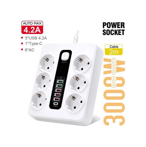 Balancelife TrLat0EM0015K-Priz-BLNCC Hp-H04 3000W 10Amper 6 Lı 2Metre Uzatma Kablolu Çoklu Termal Akım Priz 0-2