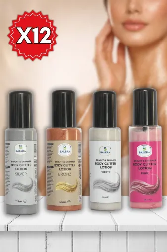 BALERA sim48 Vücut Losyonu Simli Işıltılı Uzun Süre Kalıcı Koku Nemlendiricili 125 Ml 48 Adet