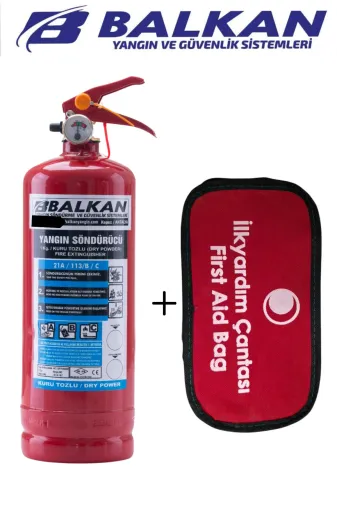 Balkan Ticaret 1kg5 1 Kg Yangın Söndürme Cihazı+İlkyardım Seti