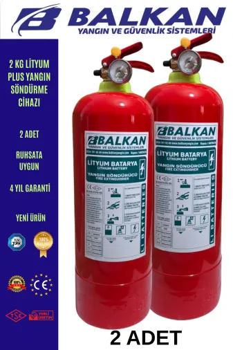 BALKAN YANGIN VE GÜVENLİK SİSTEMLERİ 2KGL10 2 Kg Lityum Plus Elektirikli Araç Yangin Tüpü Tüvtürk Uyumlu Tse Ce Belge (2026-2030) Yeni Ürün 2 Adet