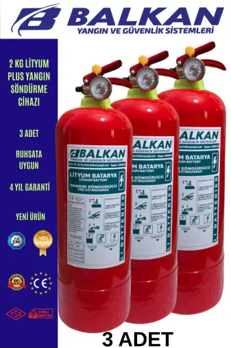 BALKAN YANGIN VE GÜVENLİK SİSTEMLERİ 2KGL11 2 Kg Lityum Plus Elektirikli Araç Yangin Tüpü Tüvtürk Uyumlu Tse Ce Belge (2026-2030) Yeni Ürün 3 Adet