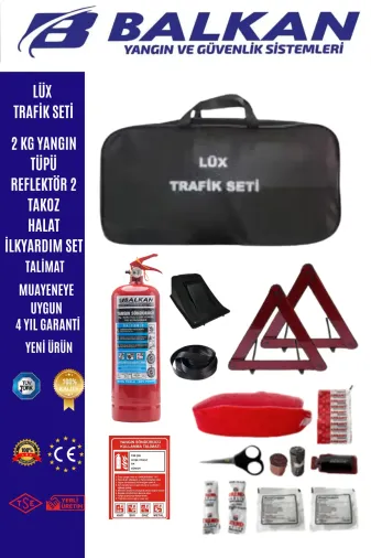 BALKAN YANGIN VE GÜVENLİK SİSTEMLERİ BALKANTS200 Lüx Trafik Seti 2 Kg Tüvtürk Onayli Muayeneye Uygun (2026-2030) Yeni Ürün