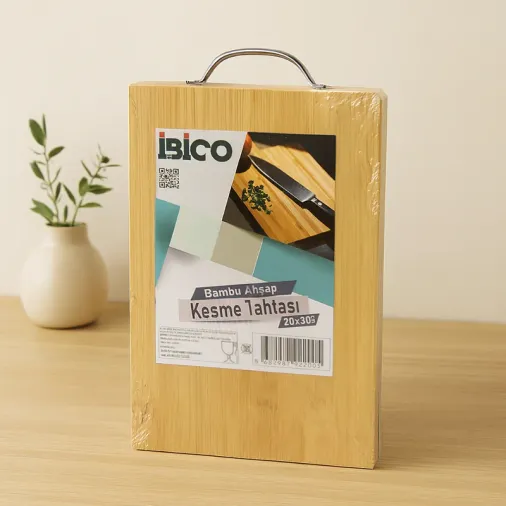 Bambu Kesme Tahtası 20x30x1.7 cm - Metal Kulplu