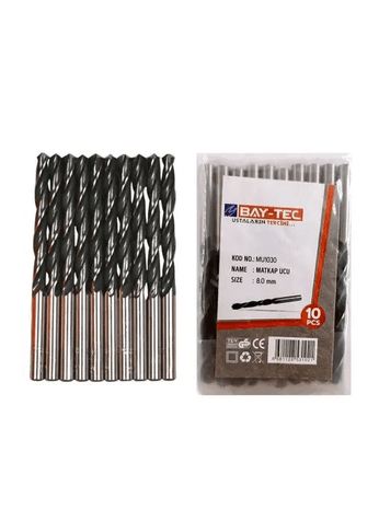 Baytec BYTC-MU1030 Matkap Ucu(10 Adet) Hss 8Mm Siyah-Beyaz Mu1030