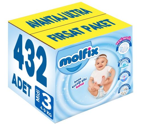 Bebek Bezi Beden:3 (4-9Kg) Midi 432 Adet Avantaj Ultra Fırsat Pk
