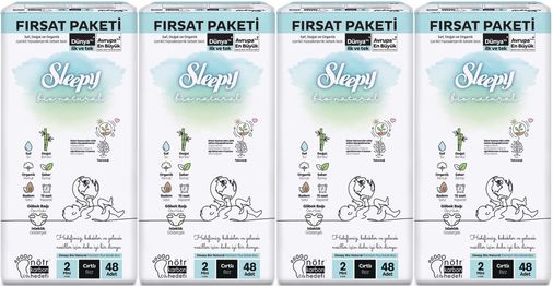 Bebek Bezi Bio Natural Beden:2 (3-6KG) Mini 192 Adet Avantaj Fırsat Pk