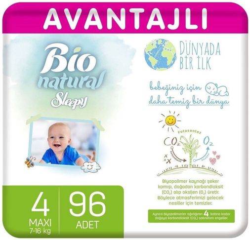 Bebek Bezi Bio Natural Beden:4 96 Adet Ultra Pk