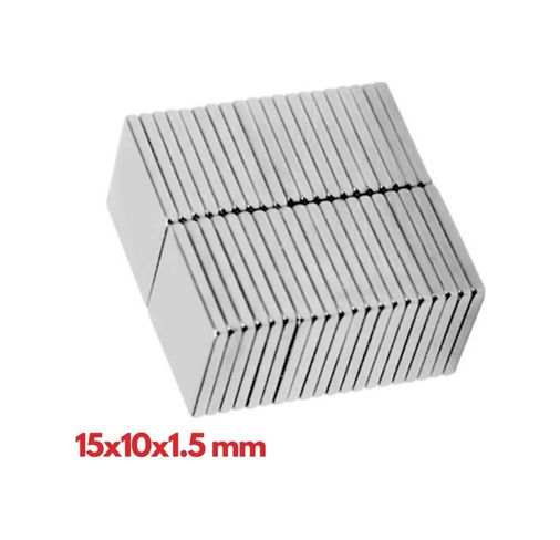 Belirtilmemiş epo9952 10 Adet 15X10X1.5 Mm Köşeli Neodyum Mıknatıs N35 Magnet Dayanıklı Nikel Kaplama