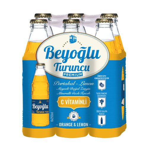 beyoğlu3752 Beyoğlu Portakal Limon Meyveli Doğal Zengin Mineralli İçecek 6 X 250 Ml