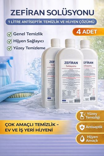 Bezos 120433150 Zefiran Solüsyonu 1 Litre 4 Adet Set Antiseptik Hijyen Ve Çok Amaçlı Temizlik Solüsyonu