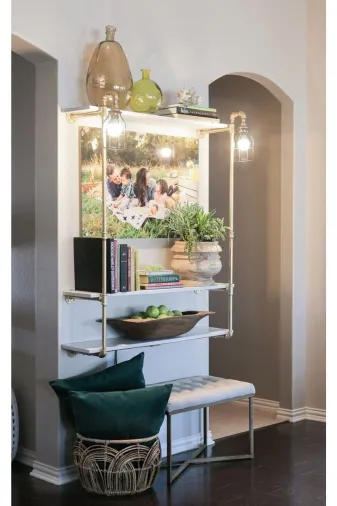 Blbndesign RafNo429 Dekoratif Duvara Borudan Raf Ve Aydınlatma Lambader