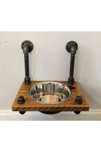 Blbndesign RafNo453 Dekoratif Borudan Kedi Köpek Mama Standı