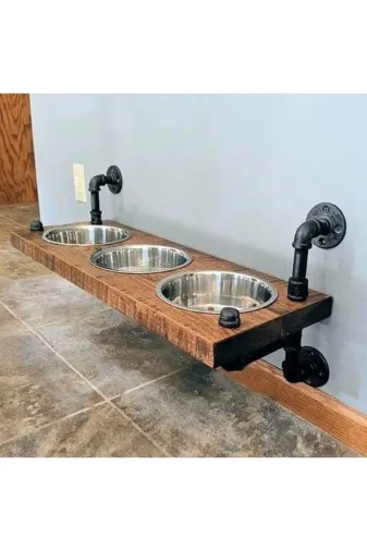 Blbndesign RafNo459 Dekoratif Borudan Kedi Köpek Mama Standı