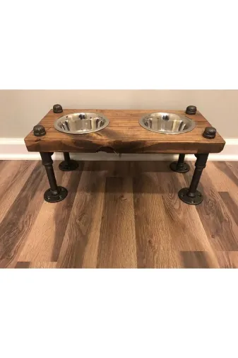 Blbndesign RafNo461 Dekoratif Borudan Kedi Köpek Mama Standı