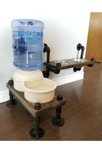 Blbndesign RafNo466 Dekoratif Borudan Kedi Köpek Mama Standı