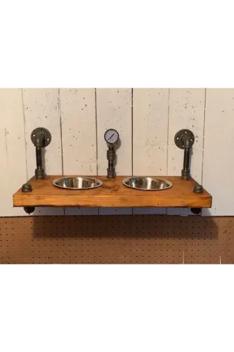 Blbndesign RafNo510 Dekoratif Borudan Kedi Köpek Mama Standı